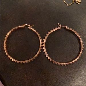 Noir Rose Gold plated large spike earrings